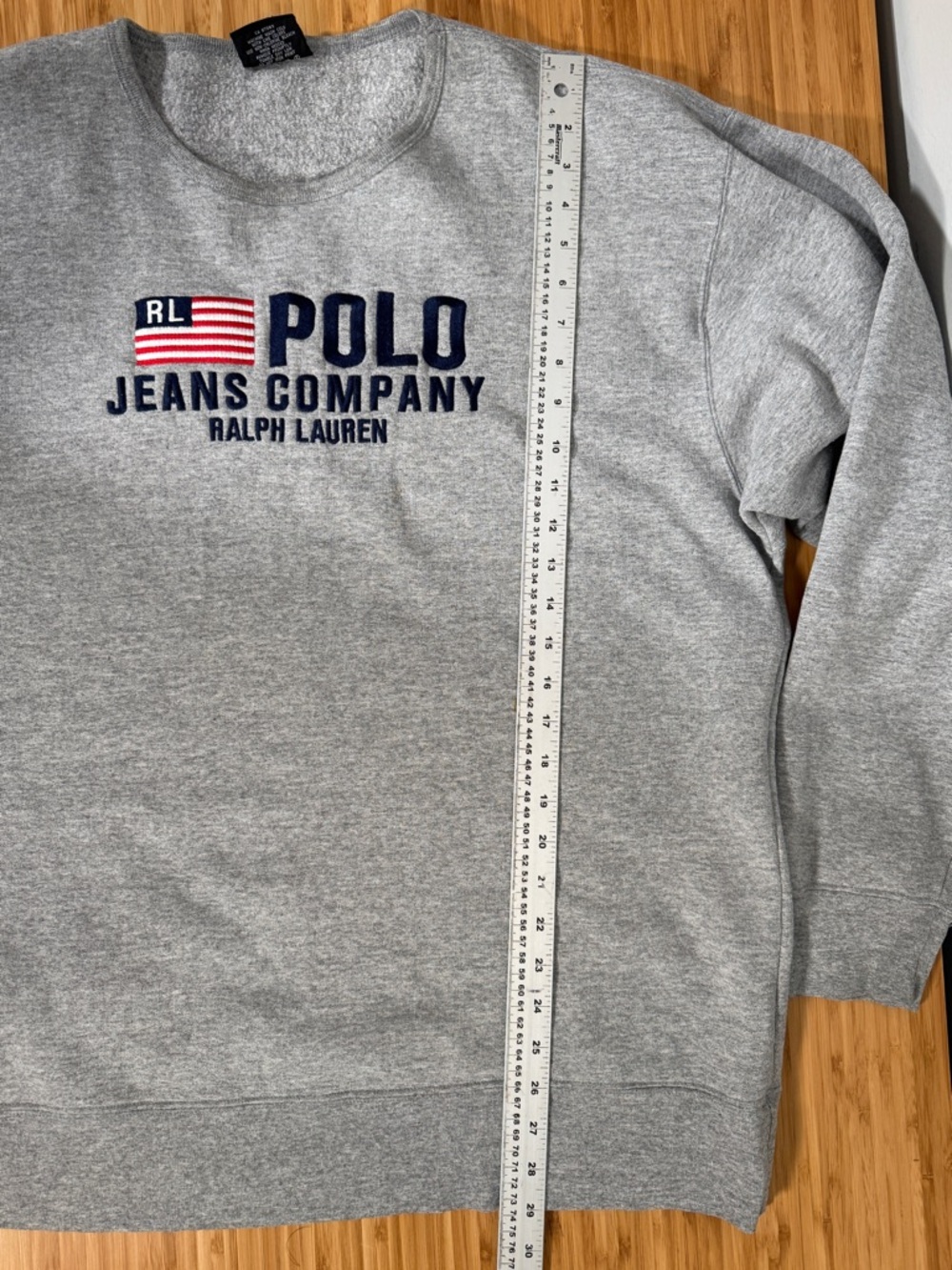 🇺🇸 Polo Jeans Co. Ralph Lauren Spellout Sweatshirt Grey Size Large - Picture 5 of 6